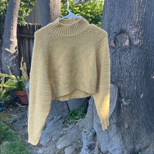 Topshop Cropped Turtleneck Sweater - Mustard